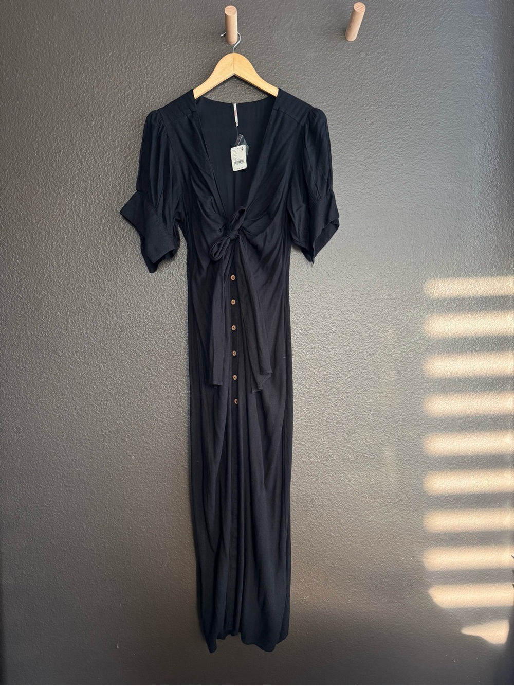 Free People Black Tie-Front Maxi Dress